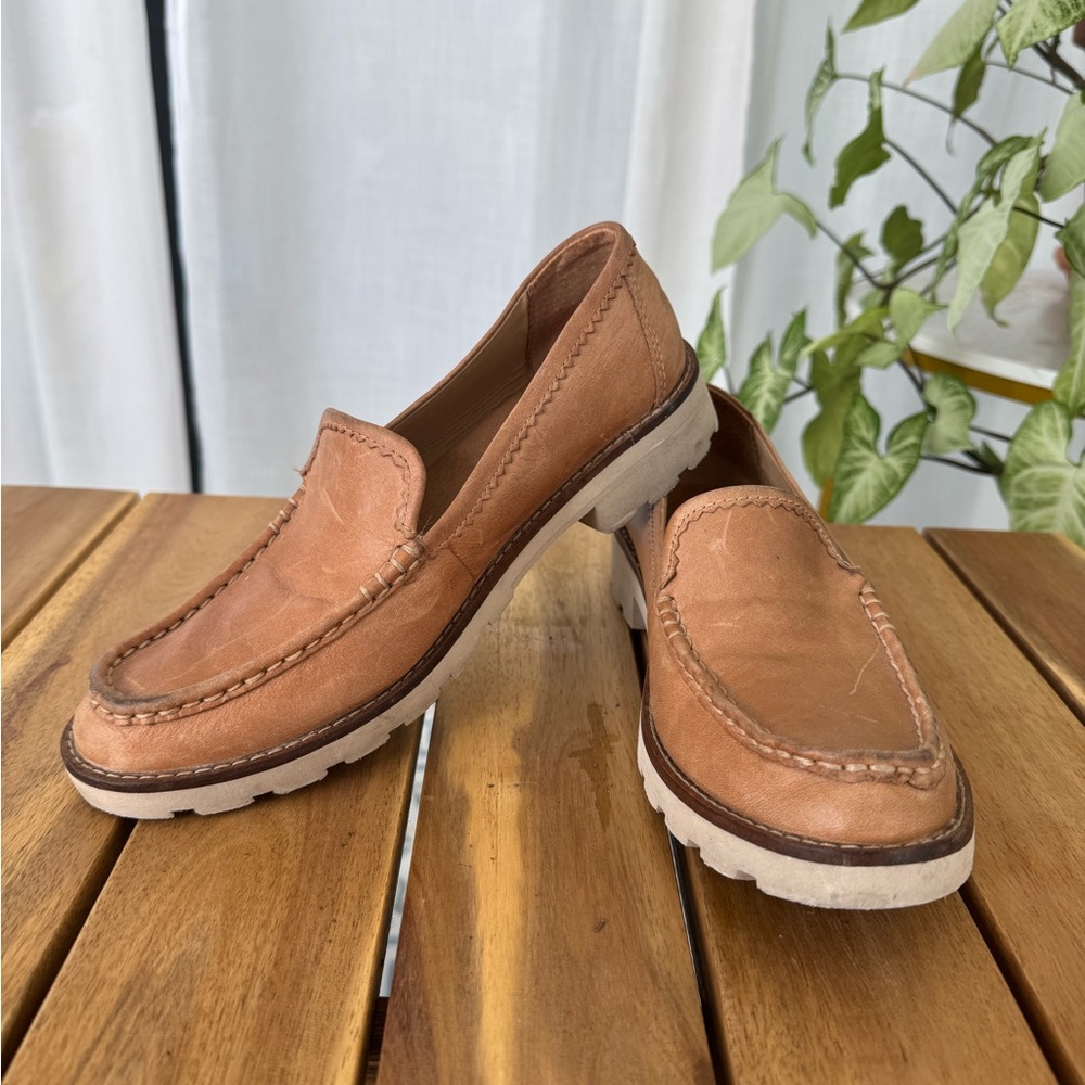 Sperry Women’s Leather Lug Sole Loafers Slip On Shoes Tan Brown Size 7